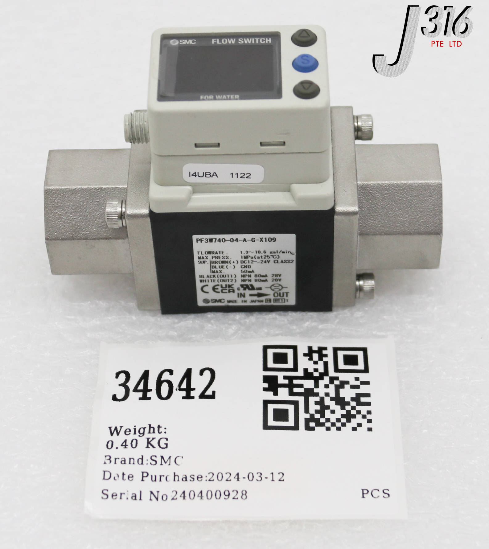 にっく25 34642 SMC FLOW SWITCH (PARTS) PF3W740-04-A-G-X109 | eBay